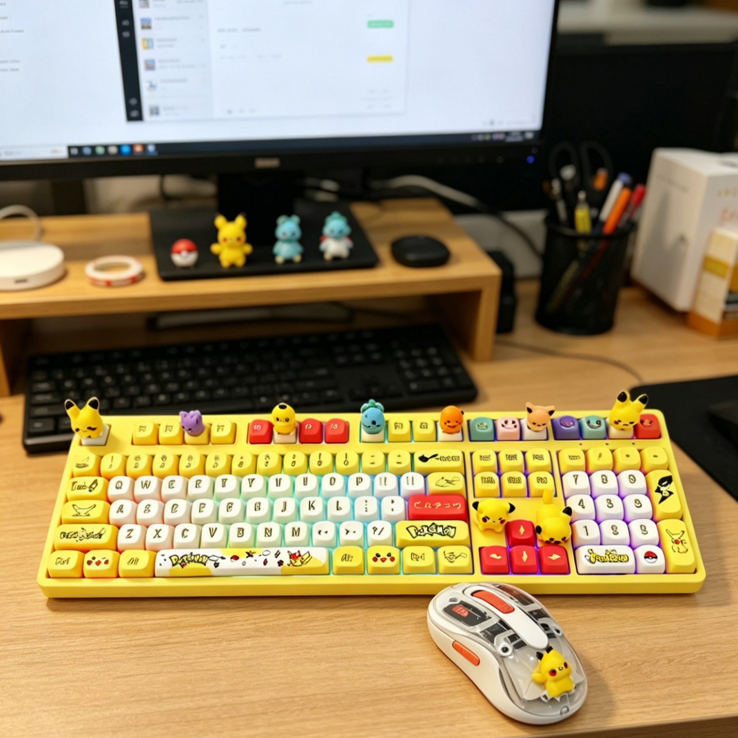 皮卡丘三模RGB背光键鼠套装