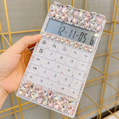 包邮 韩版 客人定制超薄水晶按键创意真人发音钻计算器镶钻计算器