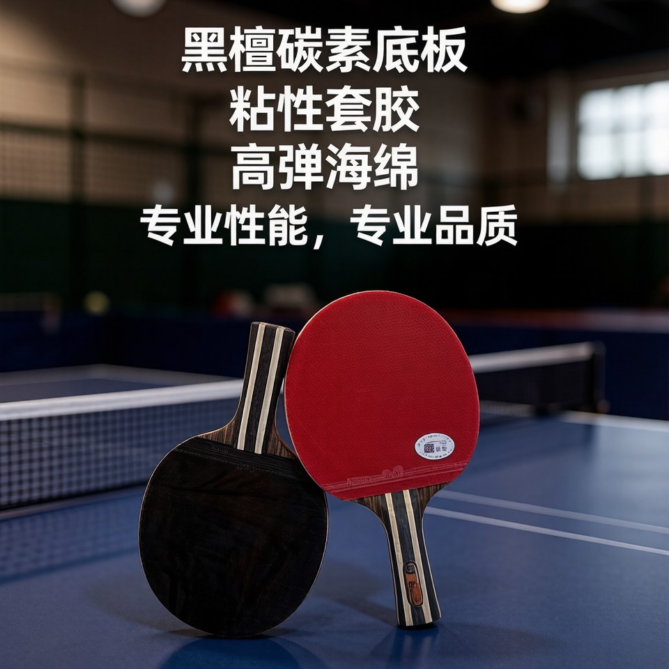 加厚加重黑檀红黑碳王乒乓球拍