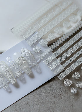 TENSOR新工艺5D日系美甲贴纸浮雕背胶指甲贴TS-1577扇花蕾丝