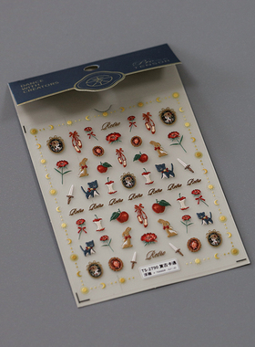 TENSOR日系5D浮雕指甲贴pro磨砂立体背胶薄韧贴纸TS-2789复古卡