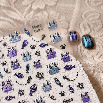 TENSOR新工艺烫银新款猫咪甲贴M-1063爆款网红工厂批发美甲贴纸
