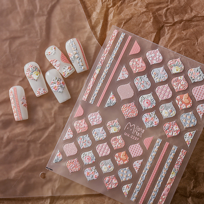 茉季中国美甲贴纸平面浮雕