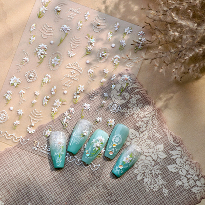 TENSOR新工艺复古花卉美甲贴纸TL-335背胶磨砂玻璃碎儿童可用甲贴