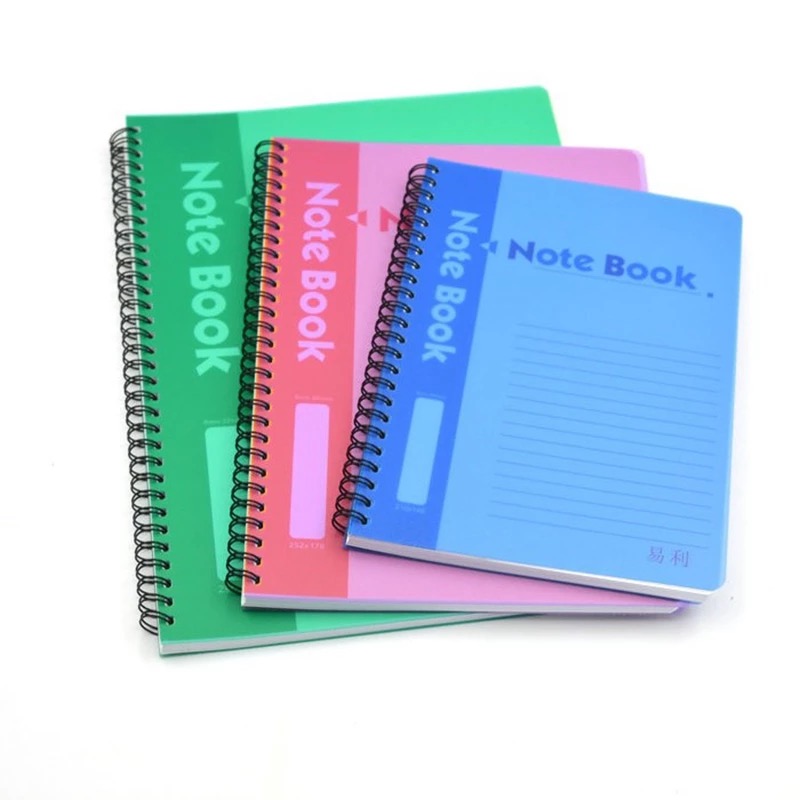 易利A5线圈本子B5彩色A4螺旋本加厚侧翻PP面办公记事本文具笔记本