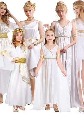 希腊女神服装白色女裙古希腊神话故事主题服万圣节服装雅典娜女神