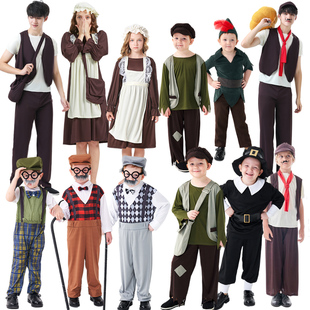 中世纪平民服装寓言故事演出服童话主题服装邮递员卖报小男孩cos