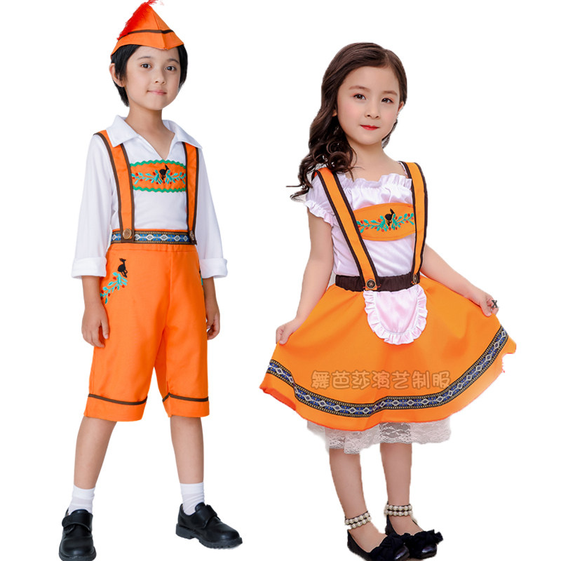 奥地利传统服装儿童德国啤酒服欧美文化艺术演出服 欧洲民族服装