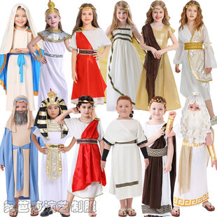 希腊女神服装儿童牧羊人cos罗马女孩埃及法老宙斯扮演服神话主题