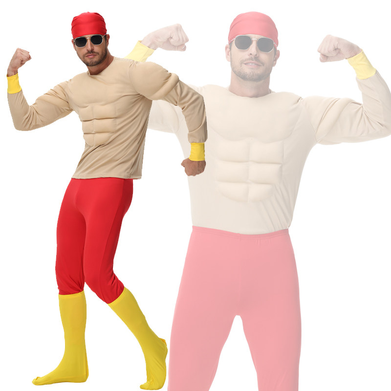 肌肉男cos服装直播间创意道具假腹肌趣味派对服成人帅气演出服装