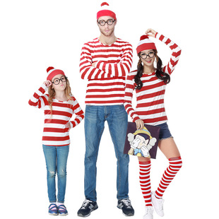 亲子装 英国漫画 Where's Wally costume聪明的沃里 欧美演出服