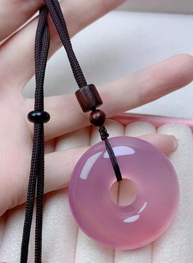 天然玛瑙玉髓平安扣吊坠玉坠女款毛衣链天然紫玉髓平安扣