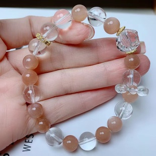 天然白水晶手链能量水晶手串单圈日光石手串首饰礼物高货多宝