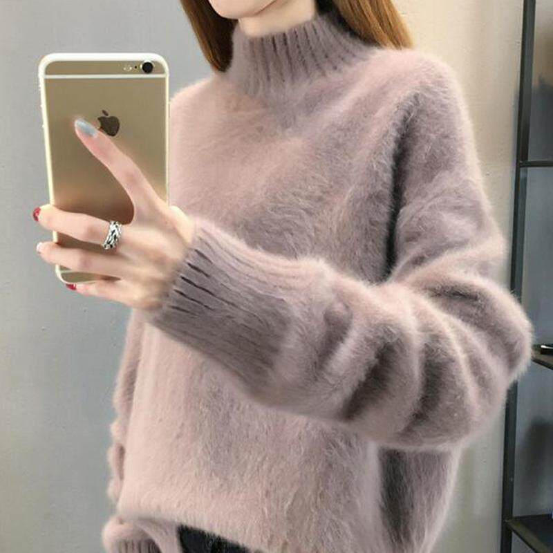 羡婉仿水绒针织宽松打底衫毛衣