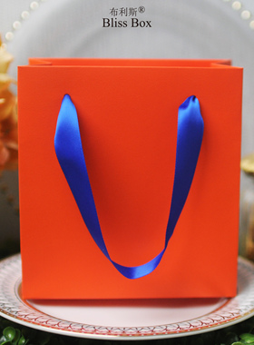 ins风橙色高档手提纸袋回礼伴手礼拎袋生日礼物糖果包装定制logo