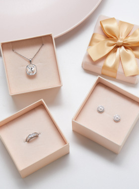 布利斯丝绒耳钉耳环收纳盒首饰包装盒饰品盒戒指盒含内衬可定制