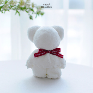 小熊毛巾伴娘郎伴手礼结婚回礼珊瑚绒吸水方巾少女心软萌小公仔