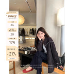 小宜定制 格纹拉花·纯棉手工定位绣花格子衬衫 韩系叠穿宽松外套