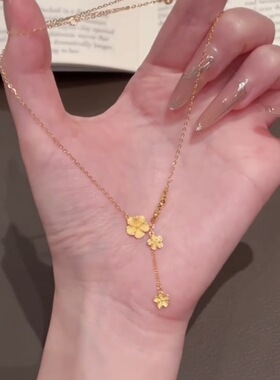 三世花轻奢金色浪漫小众锁骨链项链女经典轻奢送礼物配饰2025