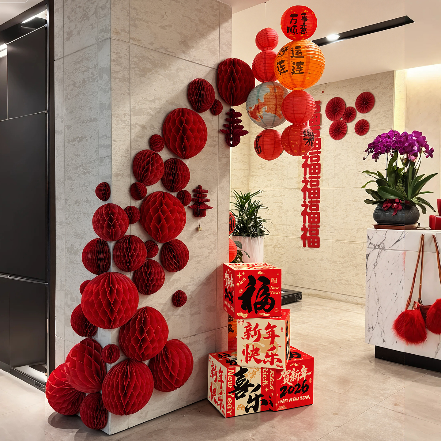 蜂窝球纸灯笼新款2026挂饰手工diy材料包新年装饰品过年春节客厅