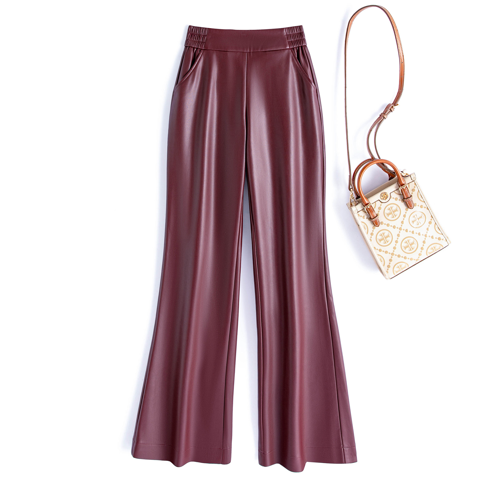 海宁真皮皮裤女2025秋冬新款绵羊皮高腰休闲阔腿裤显瘦微喇裤长裤,女装/女士精品,休闲裤,淘宝优惠券,粉丝福利购,淘宝优惠卷