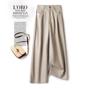 宽松显瘦直筒裤 海宁真皮皮裤 阔腿裤 2025秋冬新款 女高腰绵羊皮长裤