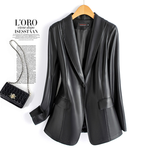 海宁真皮皮衣外套女绵羊皮宽松休闲小西服2025年春装 皮夹克潮 新款