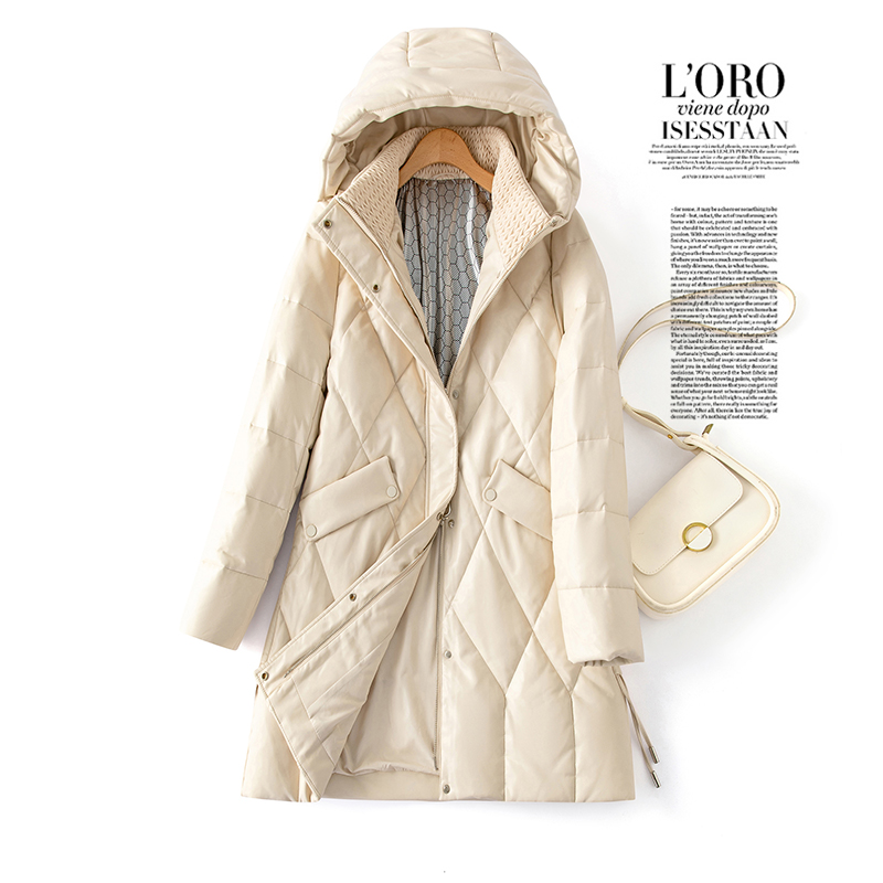 真皮羽绒服女绵羊皮中长款2024新款冬休闲时尚白鸭绒海宁加厚外套