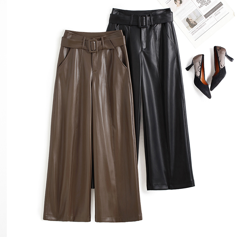 海宁真皮皮裤女九分裤显瘦直筒裤