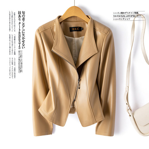 海宁真皮皮衣女短款修身显瘦外套