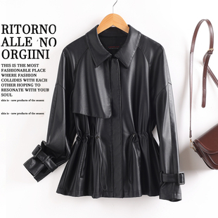 海宁真皮皮衣女短款小个子绵羊皮皮风衣女修身韩版皮夹克秋季外套