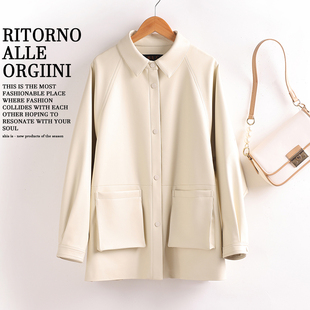 外套2025秋冬新款 海宁真皮皮衣女韩版 风衣显瘦大码 中长款 宽松廓版