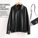 皮夹克外套 常规款 海宁真皮皮衣女短款 宽松显瘦绵羊皮复古休闲大码