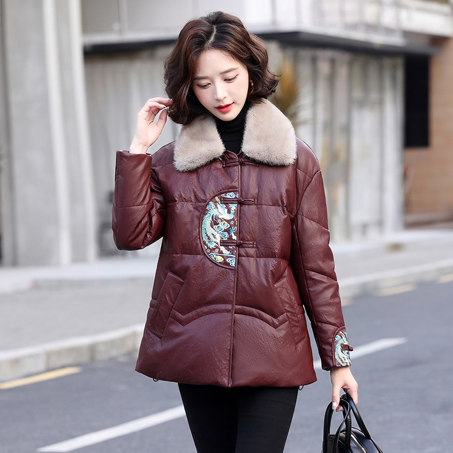 海宁真皮羽绒服女短款2025冬季新款绵羊皮水貂领国风加厚皮草外套,女装/女士精品,皮衣,淘宝优惠券,粉丝福利购,淘宝优惠卷