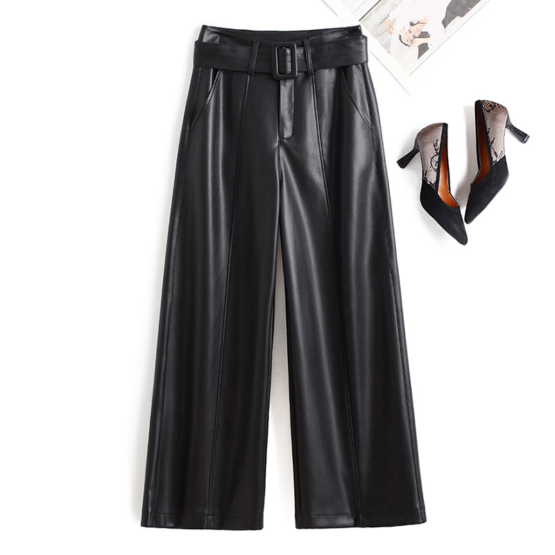 海宁真皮皮裤女秋冬款绵羊皮高级感加绒直筒裤显瘦高腰阔腿长裤子,女装/女士精品,休闲裤,淘宝优惠券,粉丝福利购,淘宝优惠卷