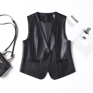 坎肩外套绵羊皮马甲背心 无袖 真皮马夹女式 2025春秋小个子百搭短款