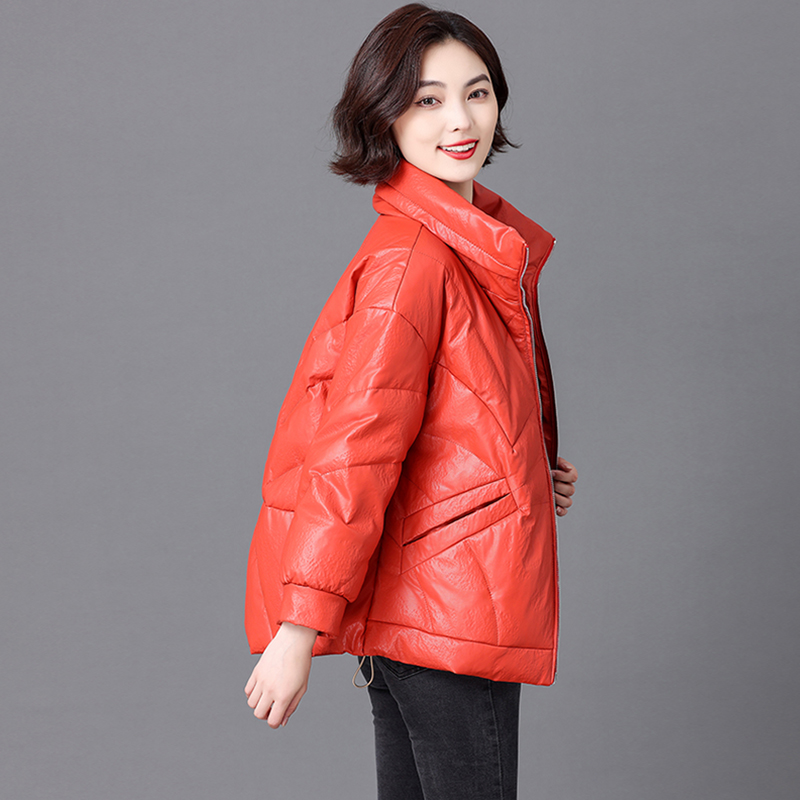 真皮羽绒服女短款宽松显瘦厚外套