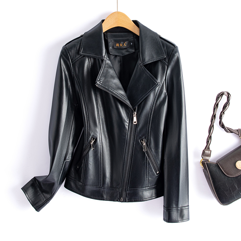 海宁真皮皮衣女短款修身显瘦夹克