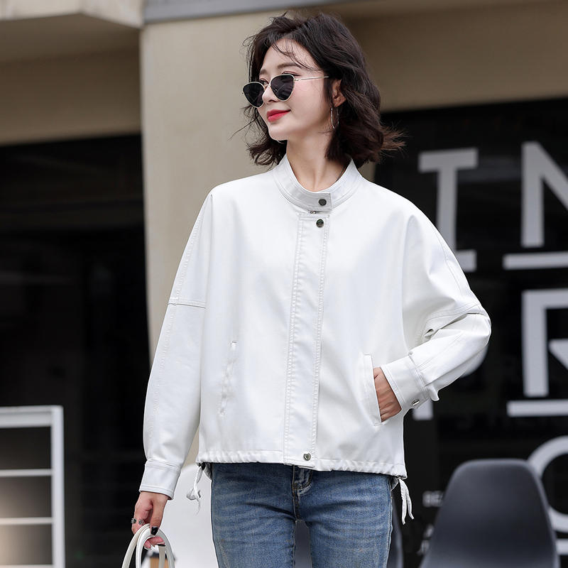 真皮皮衣女短款宽松休闲皮夹克