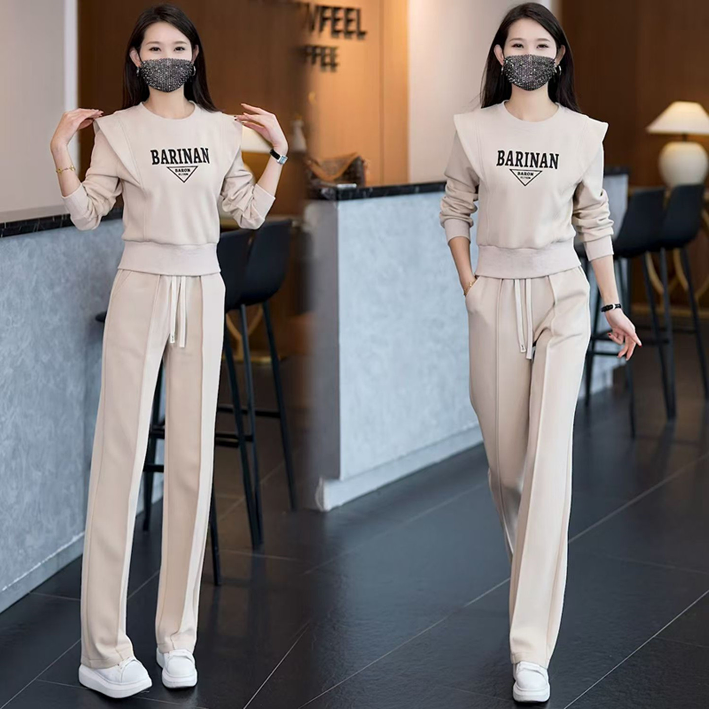 网红后包领卫衣套装女秋季运动服