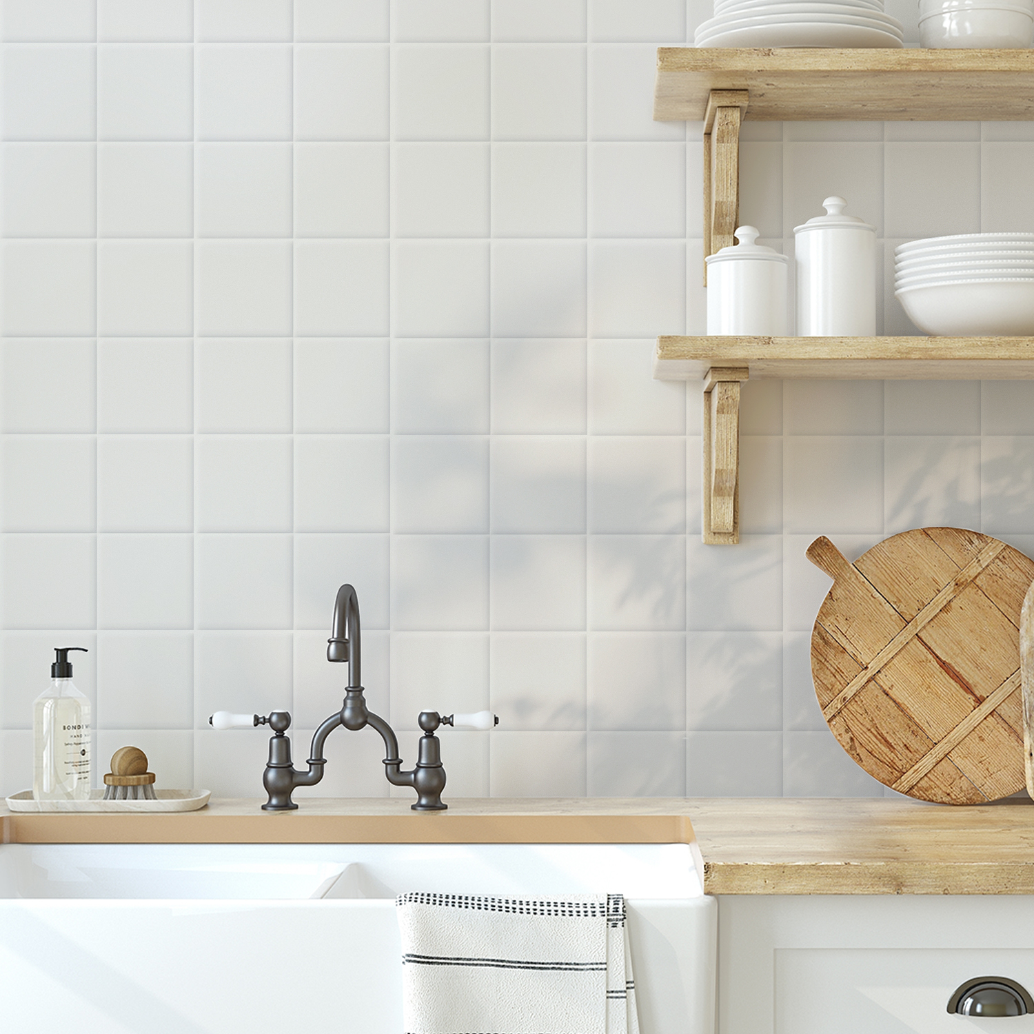 Funlife简约法式仿瓷砖自粘贴纸