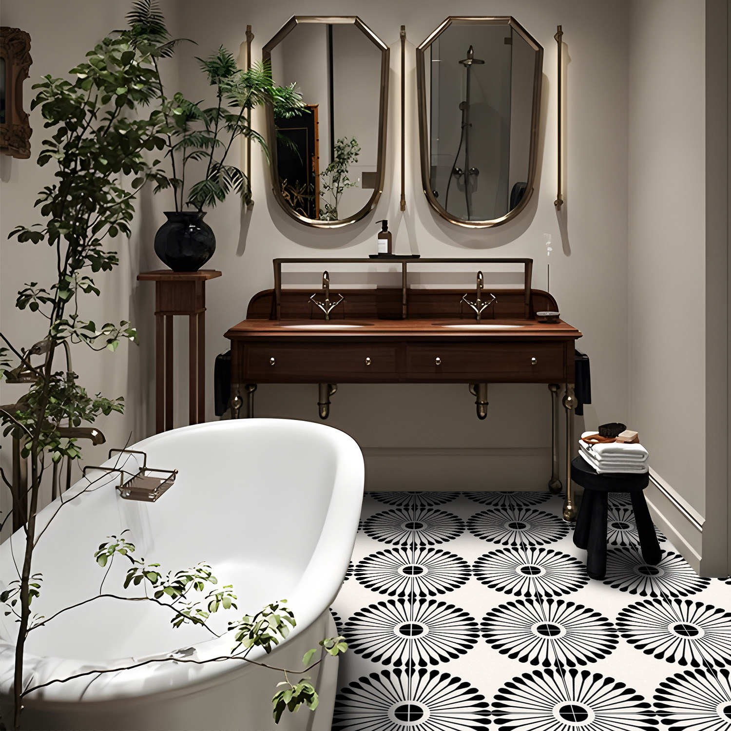 Funlife《bloom》南法复古风波西米亚仿花砖卫生间自粘地贴,家居饰品,瓷砖贴,淘宝优惠券,粉丝福利购,淘宝优惠卷