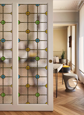 Funlife《夏日之光》法式中国风复古海棠纹玻璃窗贴免胶客厅装饰