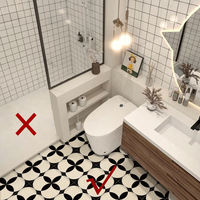 "Bloom" French cream self-adhesive floor tile stickers for bathroom decoration, kitchen renovation thumbnail 6