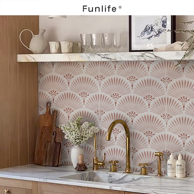《扇音》Mid Century中古风扇形背景墙装饰墙贴壁纸自粘改造美化,家居饰品,家具贴,淘宝优惠券,粉丝福利购,淘宝优惠卷