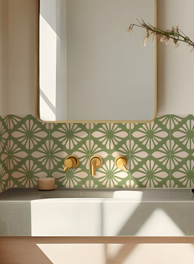 Funlife《Conte d'automne》法式复古花砖厨房卫生间自粘装饰贴纸