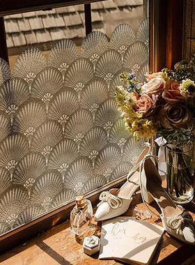 Funlife《扇音》法式复古中古风纯白客厅窗户玻璃贴纸静电贴贴膜