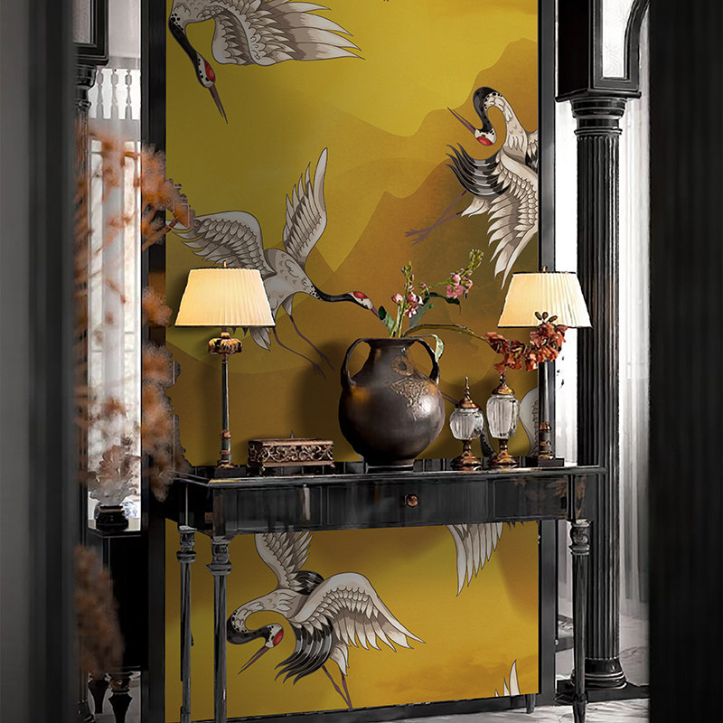《crane》法式仙鹤玄关美化装饰墙贴卧室改装壁纸屏风自粘贴纸