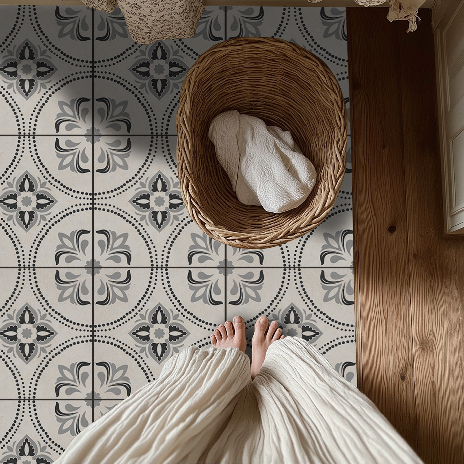 Funlife仿砖自粘地贴加厚耐磨