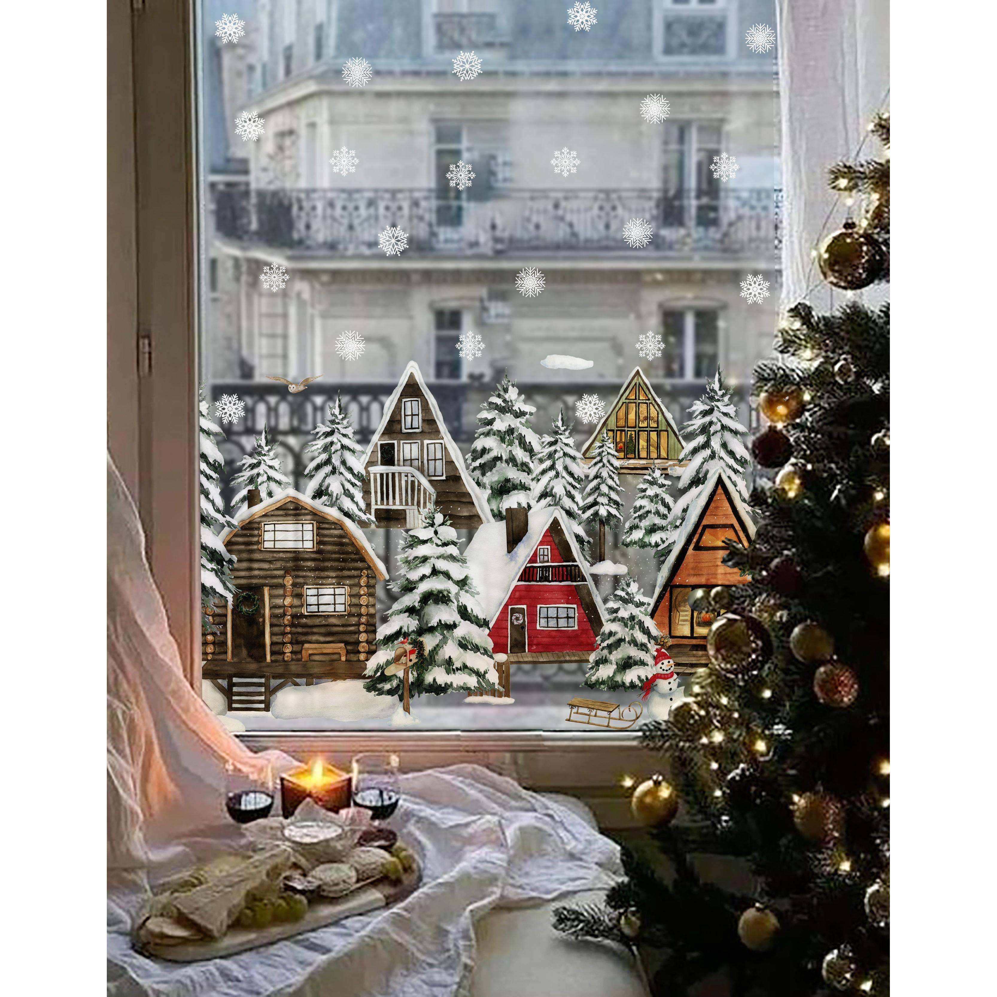 圣诞伦敦插画窗贴卧室